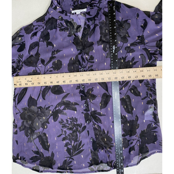 Chicos Blouse Womens Size US 12 Georgette Split Neckline Sheer Romantic Shirt - Picture 6 of 9